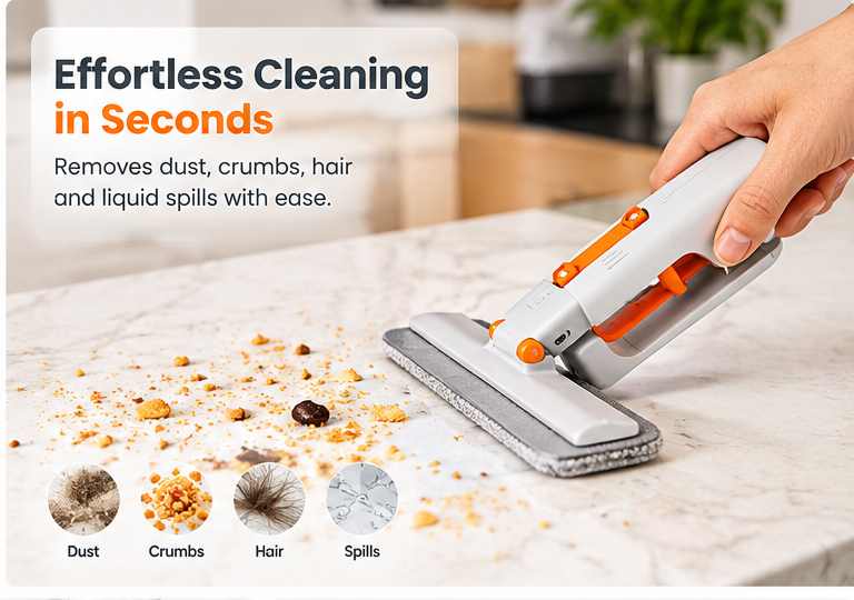 Mini Foldable Mop for Kitchen | Compact Cleaning Brush for Sink, Stove & Countertop | Pack of 1