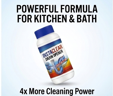 InstaClear Drain Powder – Dissolves Clogs in Minutes, No Harsh Chemicals (4-Pack)