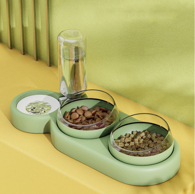 Pet Bowl Automatic Feeder With Water Fountain 