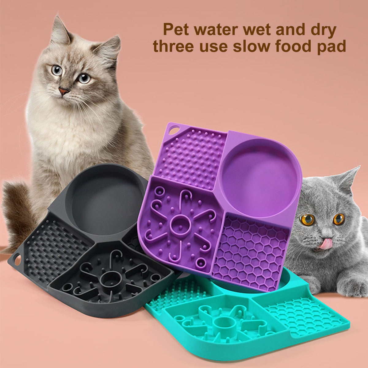 Pet Food Bowl Food Grade, Flexible, 4 Slots Design, Reusable, with Suction Cups, No Odor, Pet Dog Cat Licking Mat Slow Feeding Bowl, Pet Supplies