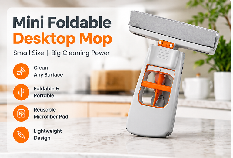 Mini Foldable Mop for Kitchen | Compact Cleaning Brush for Sink, Stove &amp; Countertop | Pack of 1