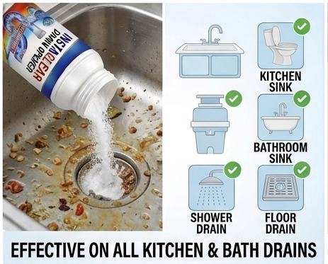 InstaClear Drain Powder – Dissolves Clogs in Minutes, No Harsh Chemicals (4-Pack)