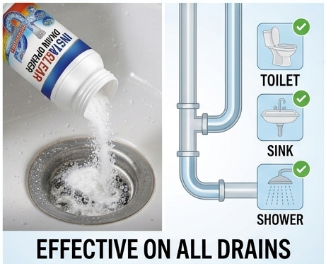 InstaClear Drain Powder – Dissolves Clogs in Minutes, No Harsh Chemicals (4-Pack)