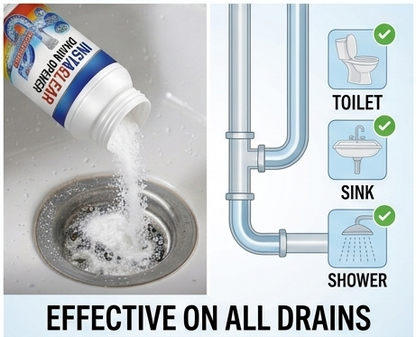 InstaClear Drain Powder – Dissolves Clogs in Minutes, No Harsh Chemicals (4-Pack)